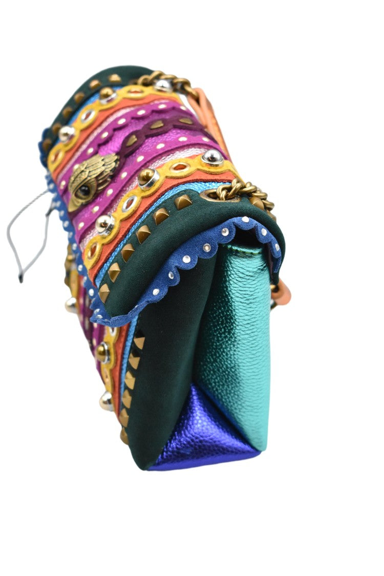 Kurt Geiger Turquoise And Purple Studded Handbag