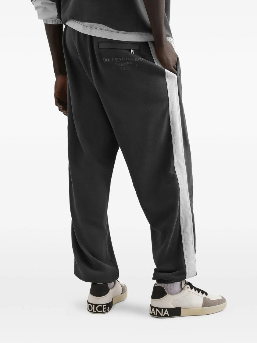 Dolce & Gabbana Black Relaxed-Fit Contrast Stripe Track Pants