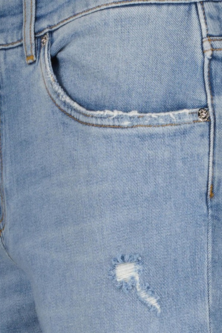 Dolce & Gabbana Light Blue Cotton-Elastane Distressed Slim Jeans