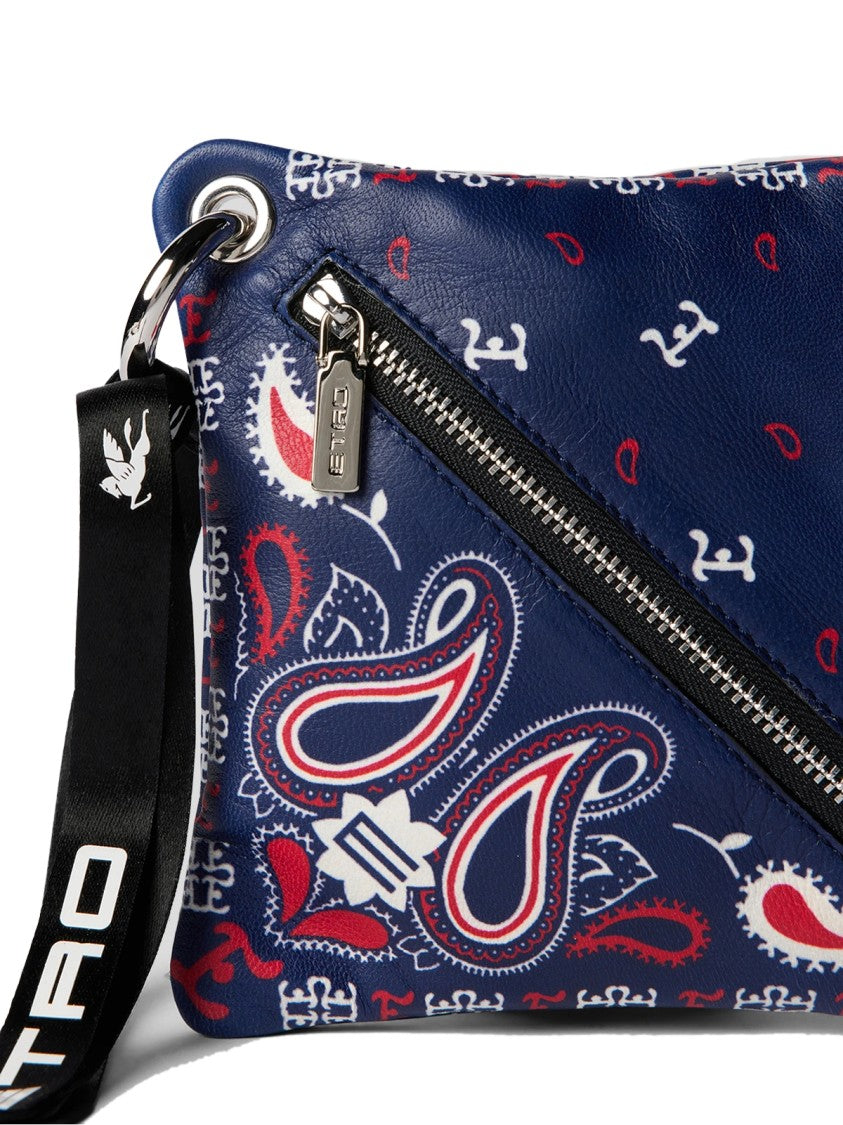 Etro Paisley Print Logo Pouch Bag