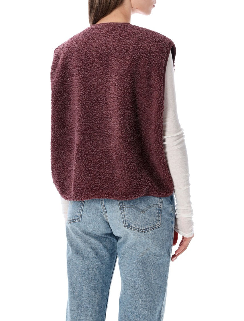 American Vintage Hok Town Pile Cropped Plush Fabric Gilet