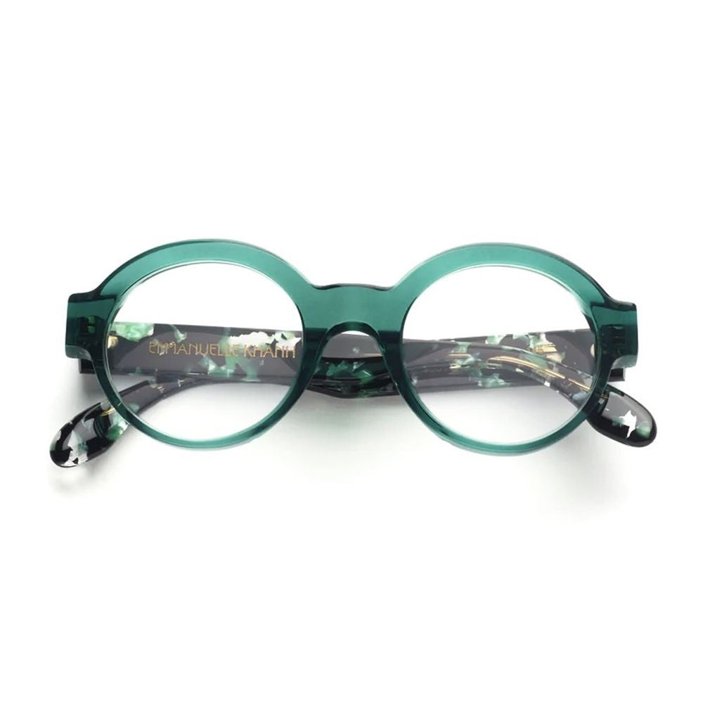 Emmanuelle Khanh Ek 1502 Round Green Acetate Optical Frames