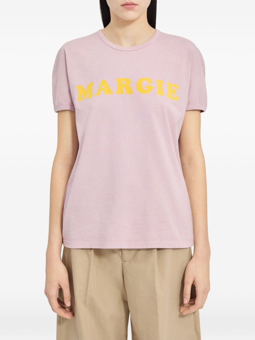Mm6 By Maison Margiela Light Pink Typography T-Shirt