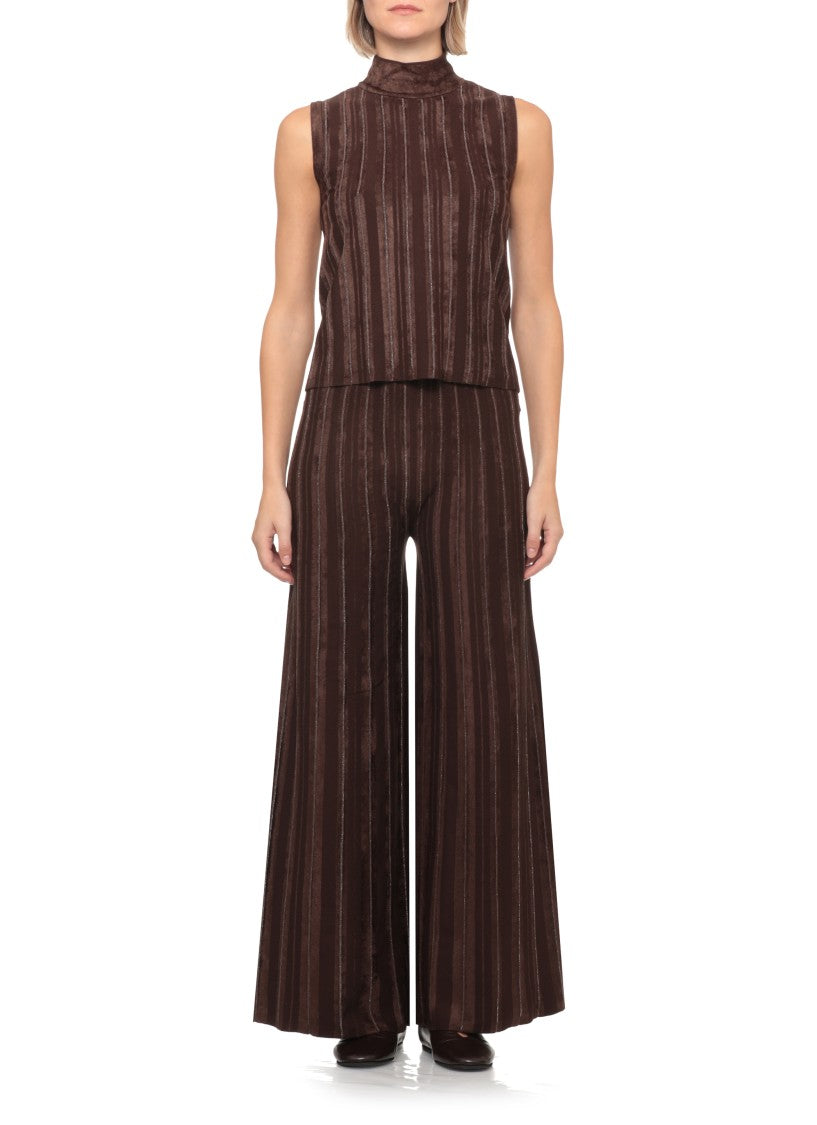 D. Exterior Brown Striped Lurex Viscose Tank Top