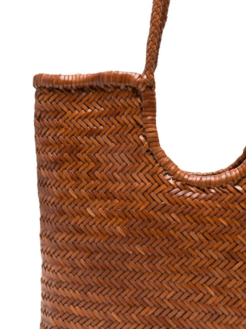 Dragon Diffusion Woven Texture Brown Calf Leather Shopper Bag