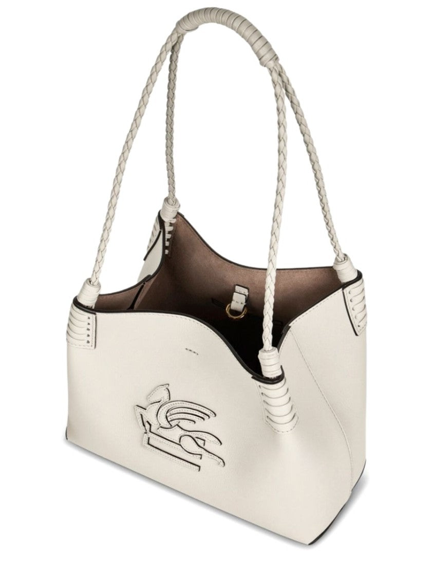 Etro Neutrals Libra Winged Horse Embossed Shopping Bag