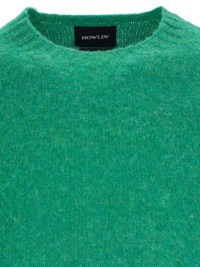 Howlin Shetland Wool Crew Neck Sweater With Ribbed Finishes