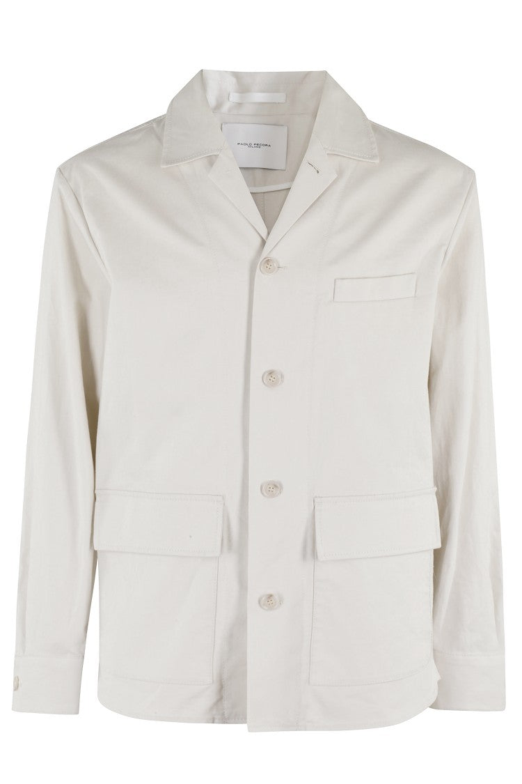 Paolo Pecora Linen-Blend Long-Sleeve Jacket