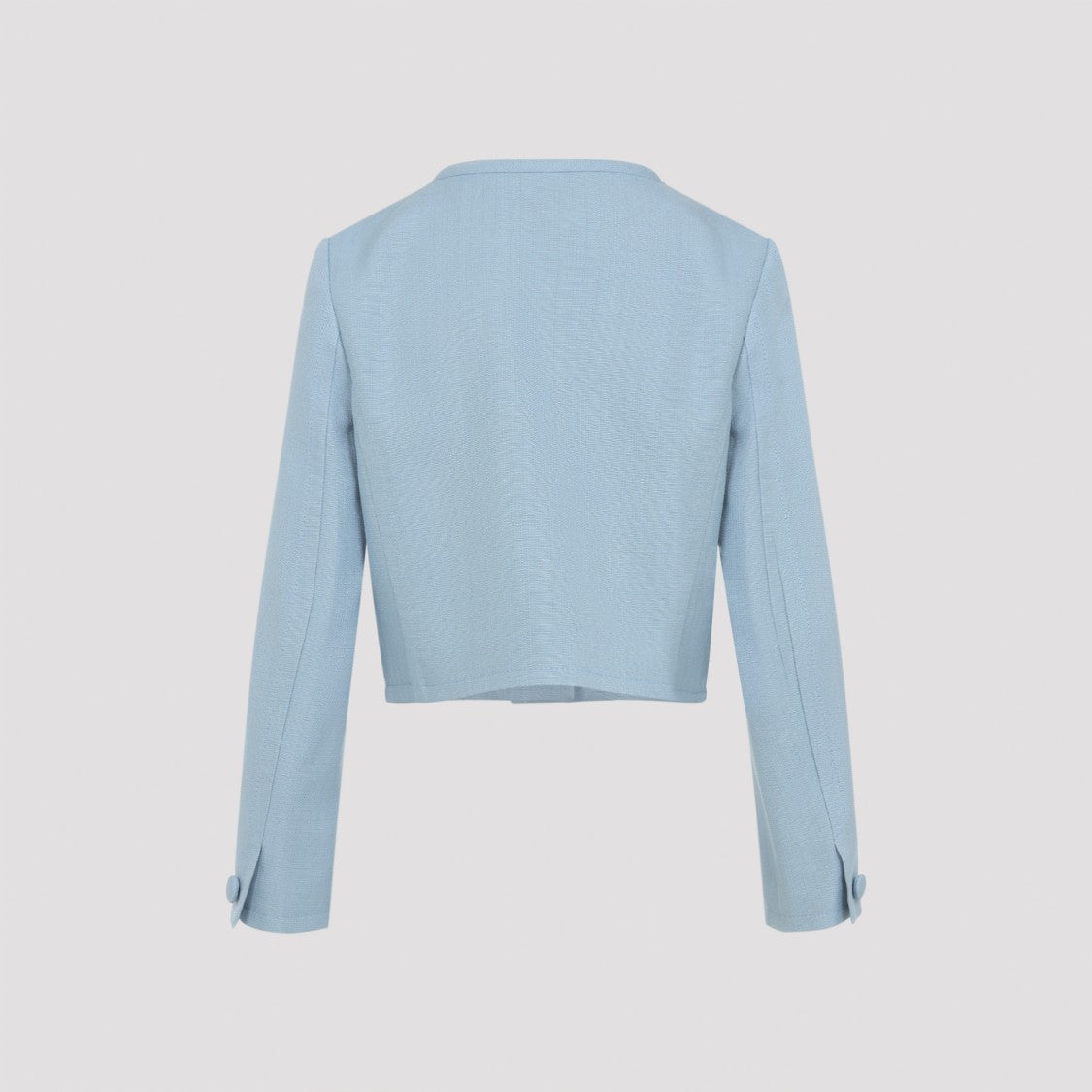 Valentino Cropped Grey Jacket With Gold-Tone Button Accents