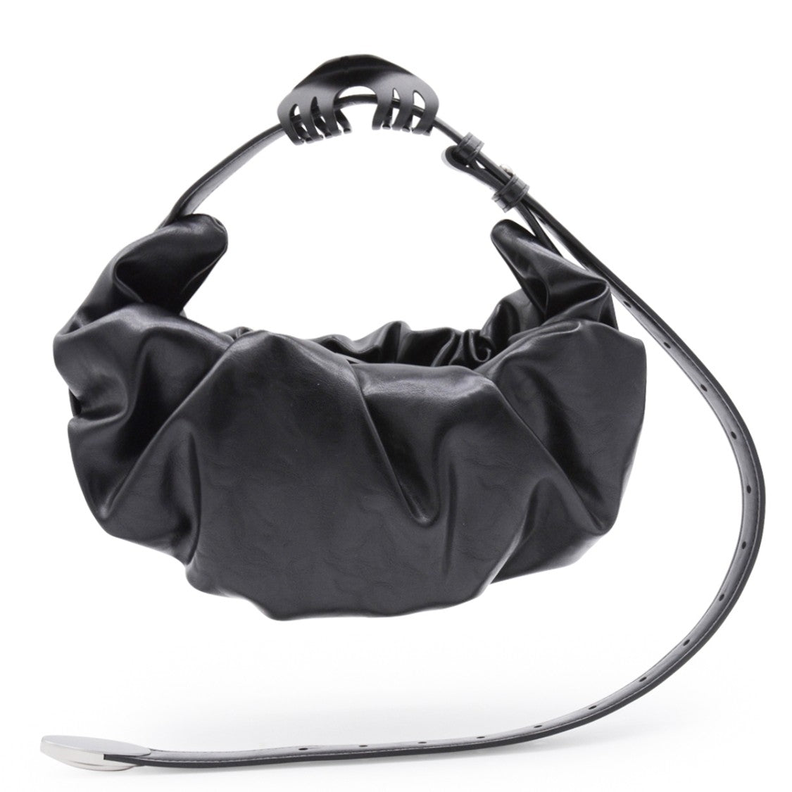 Diesel Gathered Black Hobo Shoulder Bag With Adjustable Handle