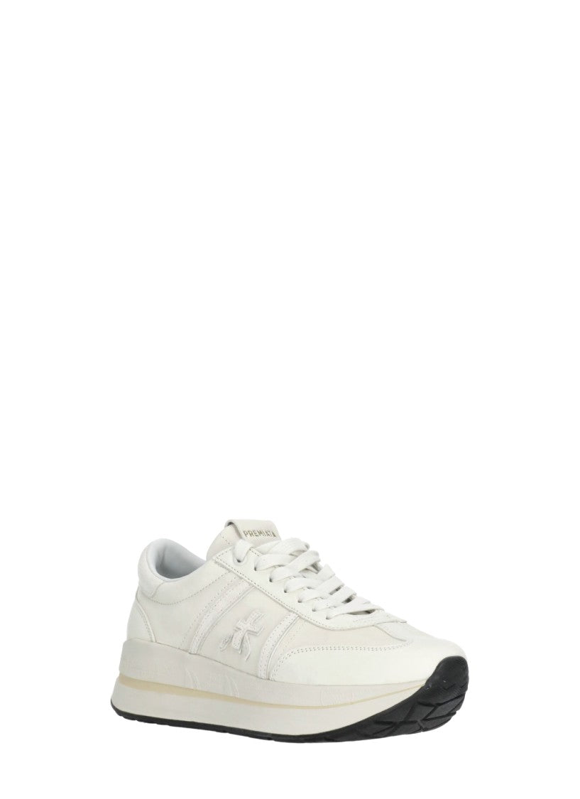 Premiata Ivory Bethcoin 8147 Suede Logo Sneakers