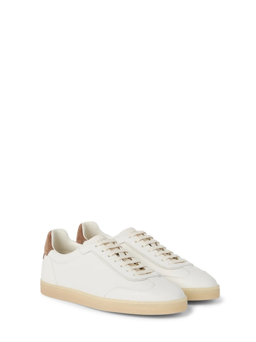 Brunello Cucinelli Low-Profile White Leather Sneakers