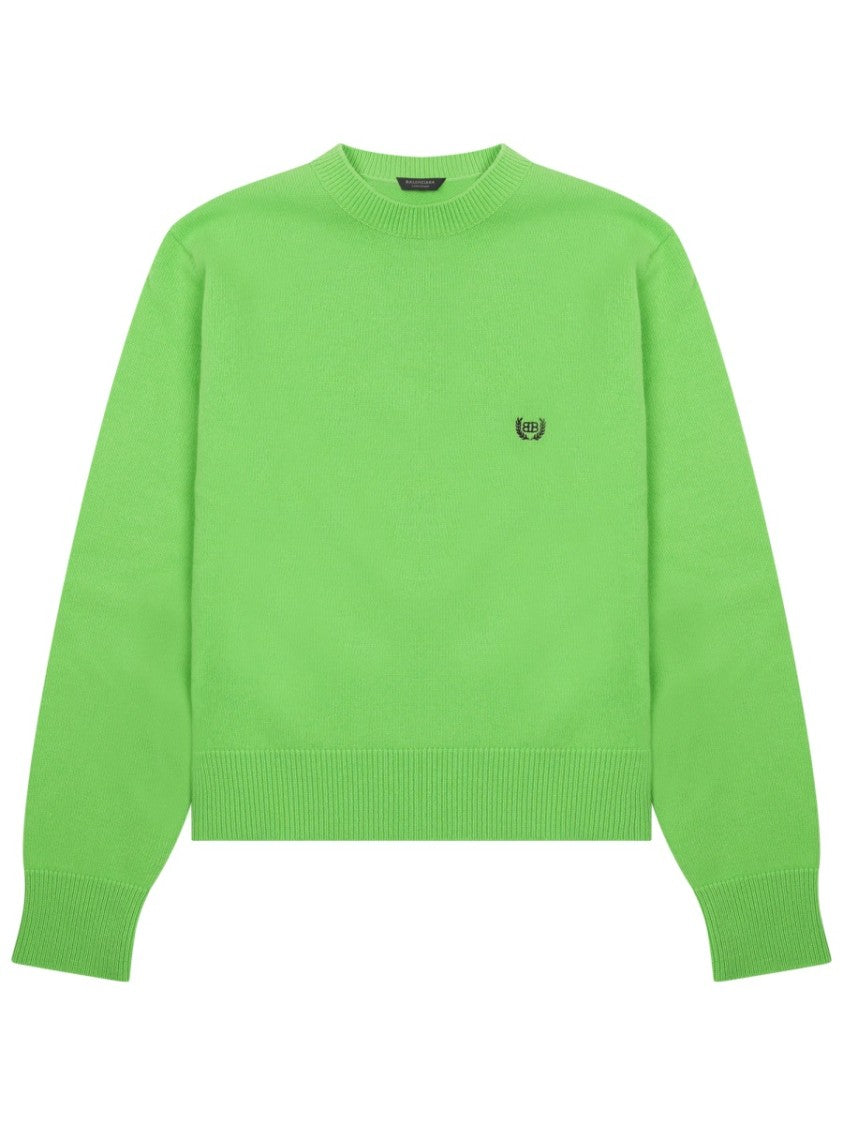 Balenciaga Vibrant Green Wool Jersey With Logo Accents
