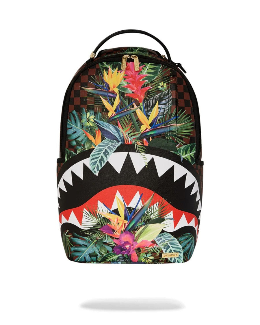 Sprayground Tropical Floral Print Checkered Backpack