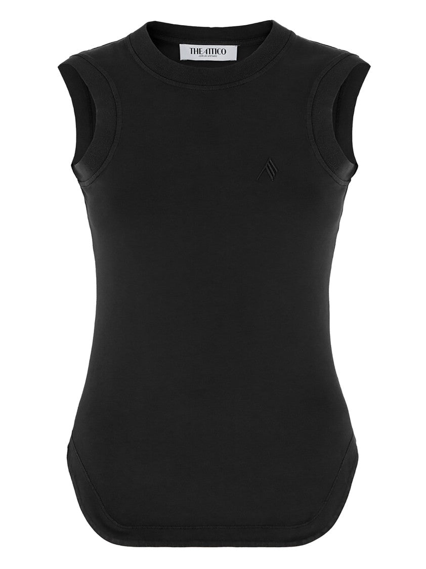 The Attico Fitted Black Cotton Jersey Tank Top