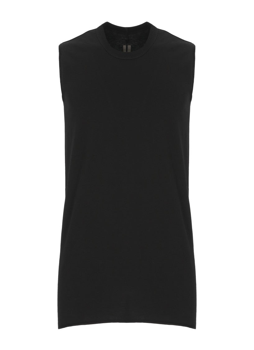 Rick Owens Black Raw Edge Cotton Tank Top