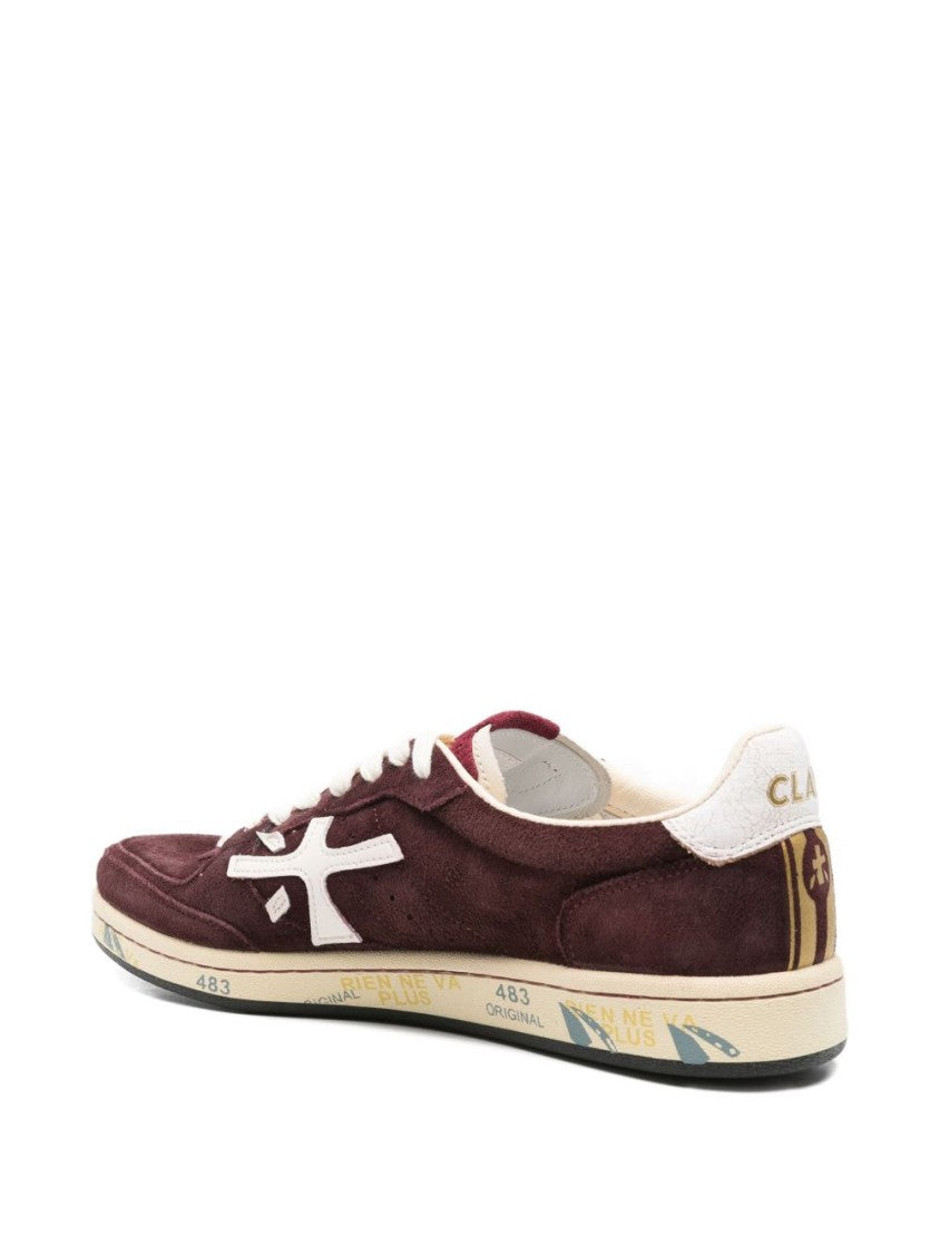Premiata Burgundy Suede Sneakers With Vintage-Inspired Accents