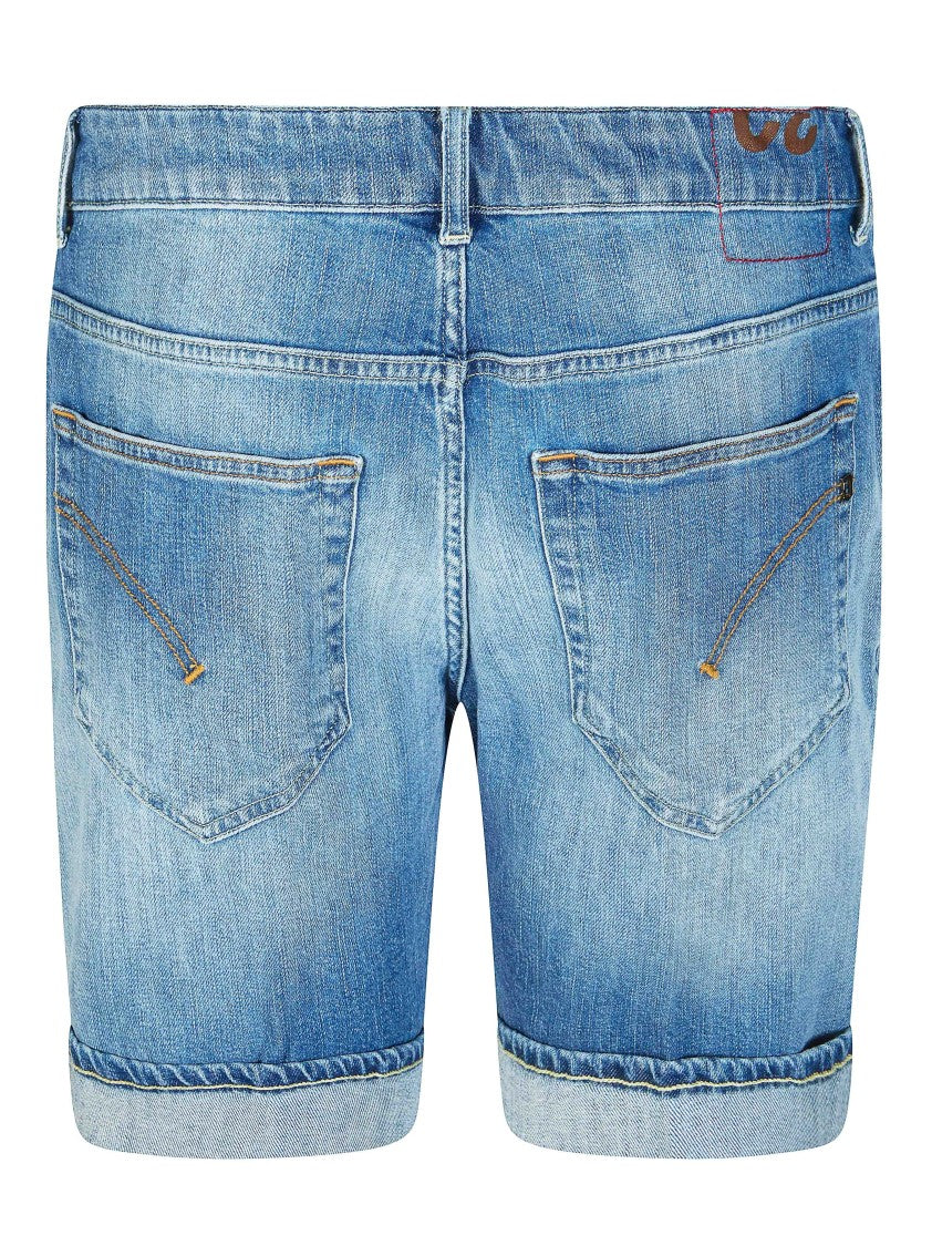 Dondup Medium Blue Faded Cuffed Denim Bermuda Shorts
