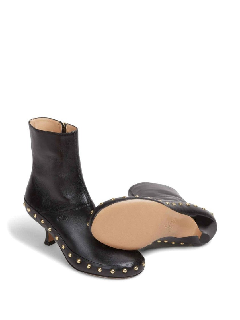 Chloé Black Junie Lambskin Studs Spool Boots