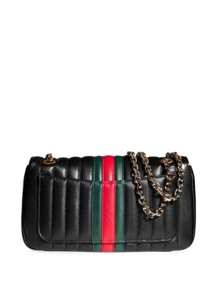 Gucci Black Quilted Lambskin Gold Logo Shoulder Bag