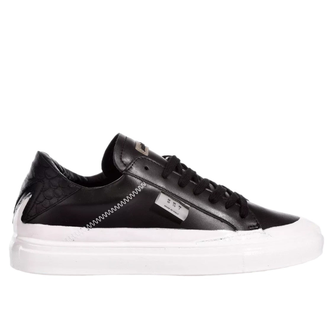 Mimanera White Black Handcrafted Python Print Sneakers