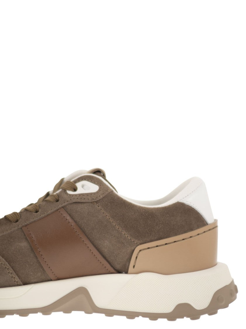 Tod's Suede Upper Sneakers With Smooth Leather Inserts