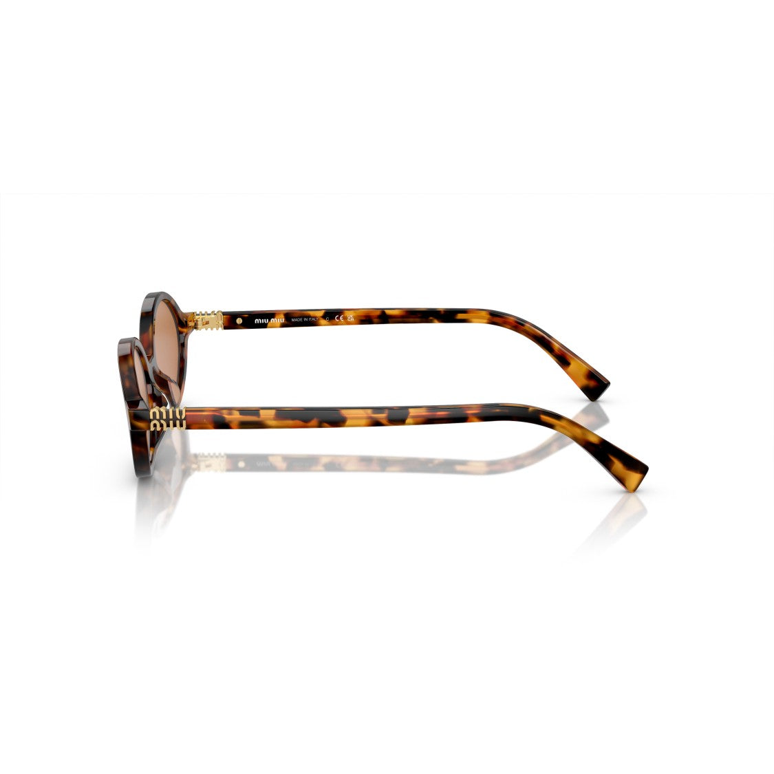 Miu Miu Tortoiseshell Acetate Oval Sunglasses With Gold Accents