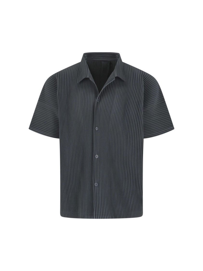 Homme Plissé Issey Miyake Grey Bowling Collar Pleated Polo Shirt