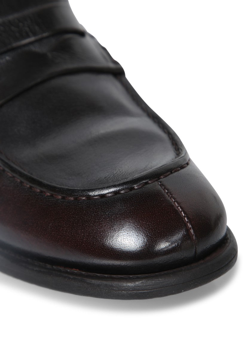 Officine Creative Fringe Design Brown Loafers With Hand-Stitched Detailing