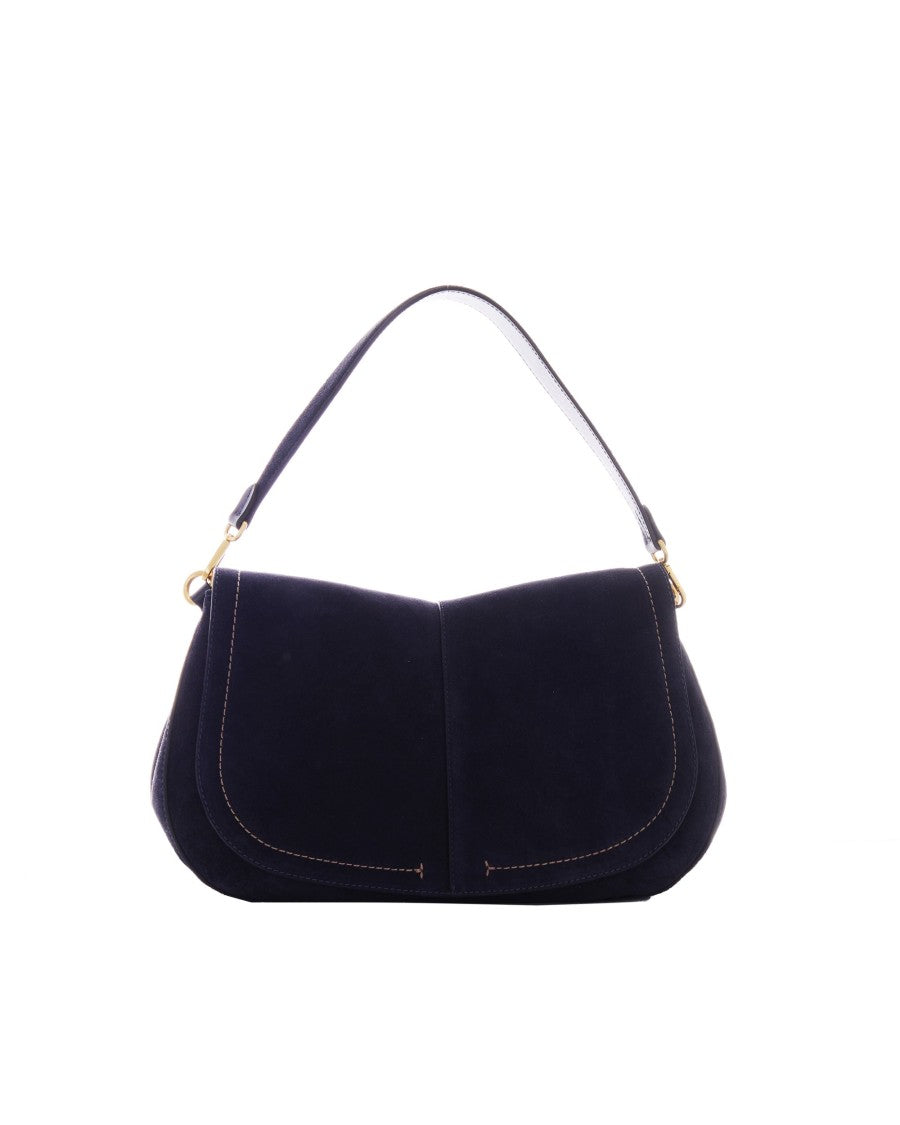 Gianni Chiarini Structured Blue Suede Round Shoulder Bag