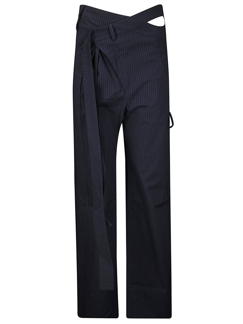 Ottolinger Pinstripe Wrap Pants With Hidden Front Closure