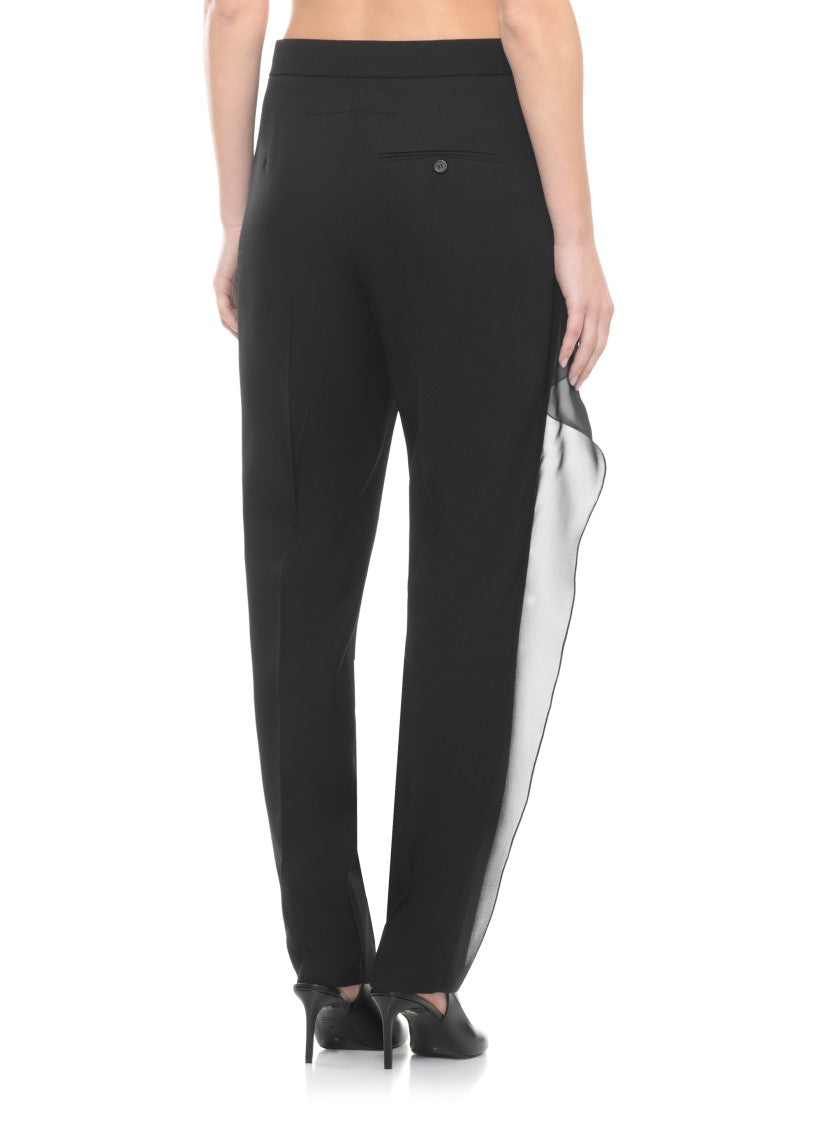Lanvin Refined Black Wool Pants With Tulle Accents
