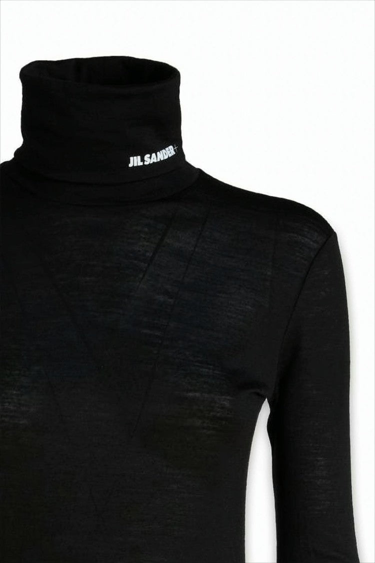 Jil Sander Fitted Black Turtleneck With Subtle Texture