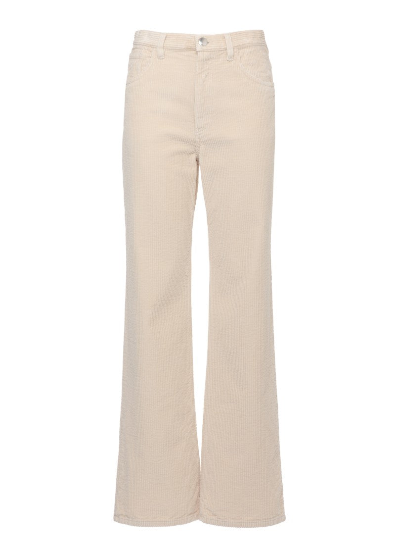 Marni Ivory Ribbed Velvet Trousers With Flared Hem