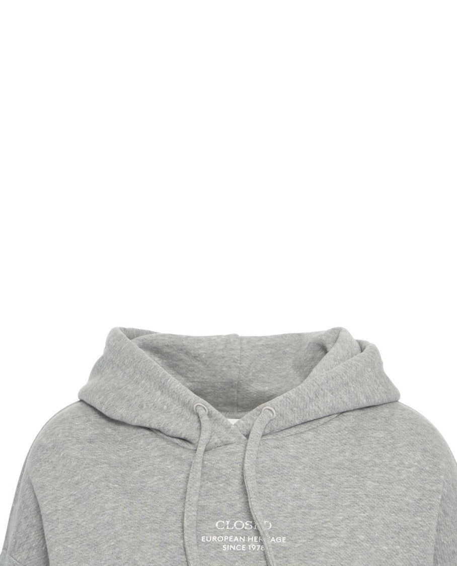 Closed Oversized Grey Hoodie With Discreet Logo
