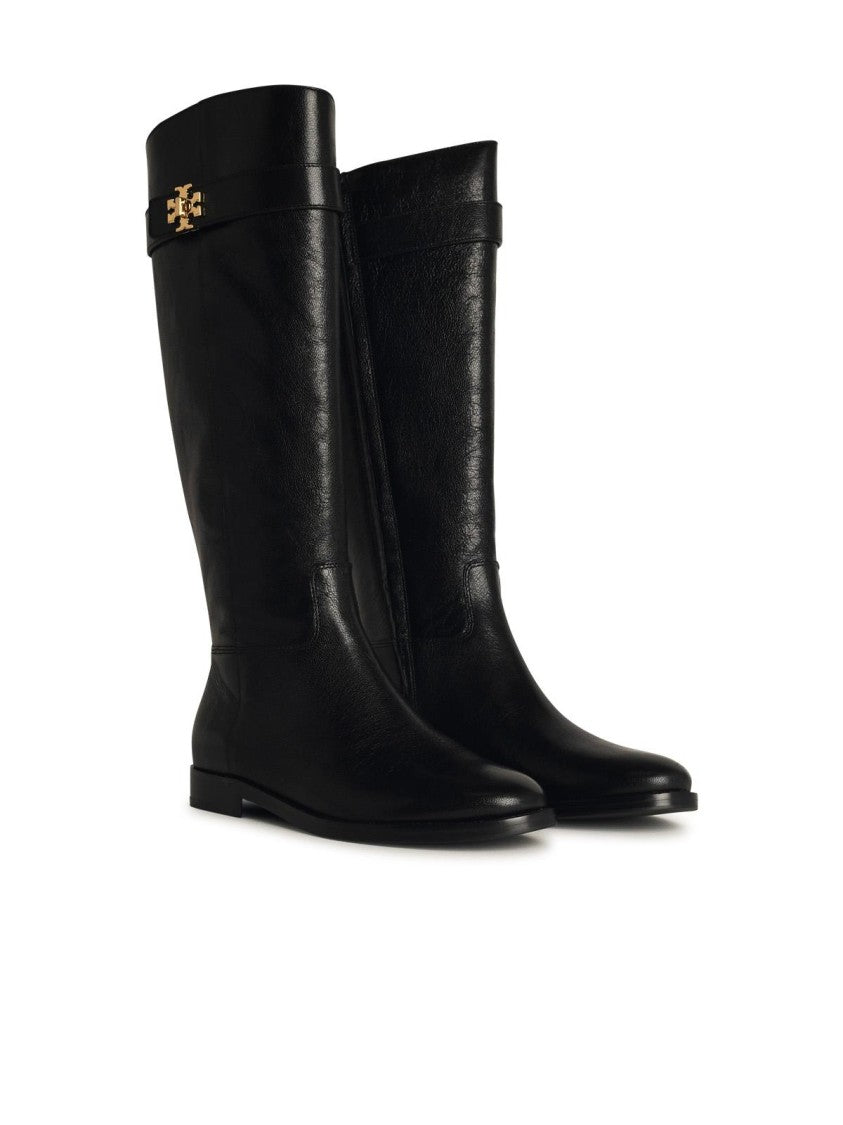 Tory Burch Lock Ridin' Black Leather Boots