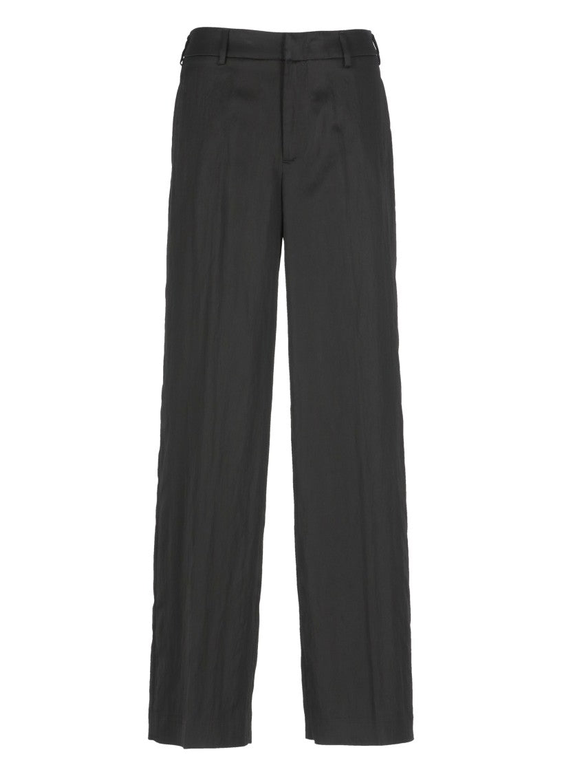 Pt Torino Black Viscose Palazzo Pants With Elegant Waistband