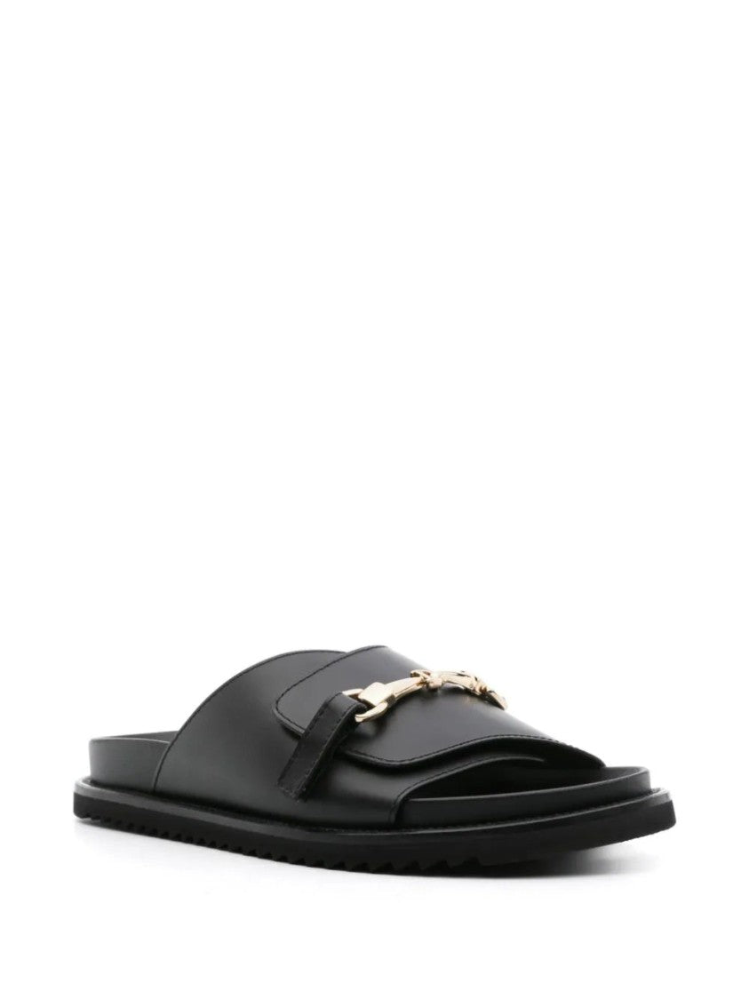 Doucal's Logo-Buckle Leather Slides