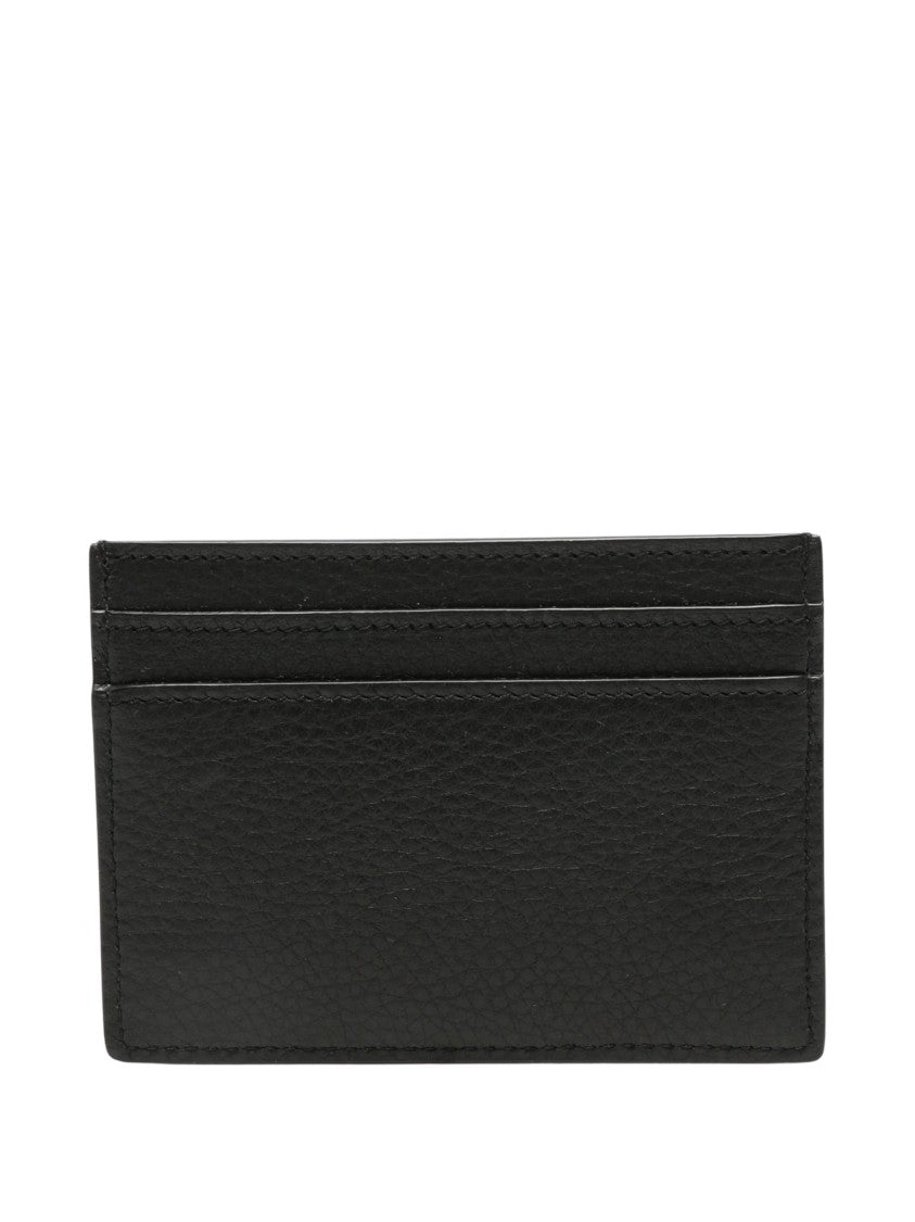 Saint Laurent Grained Leather Card Holder With Cassandre Logo