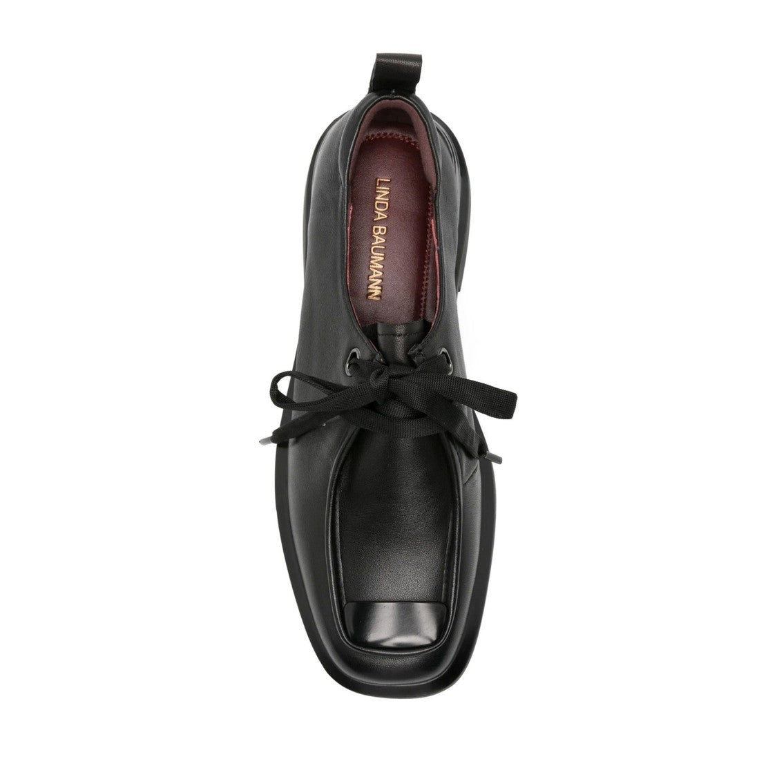 Linda Baumann Black Modern Metallic Detail Closed-Toe Leather Flats