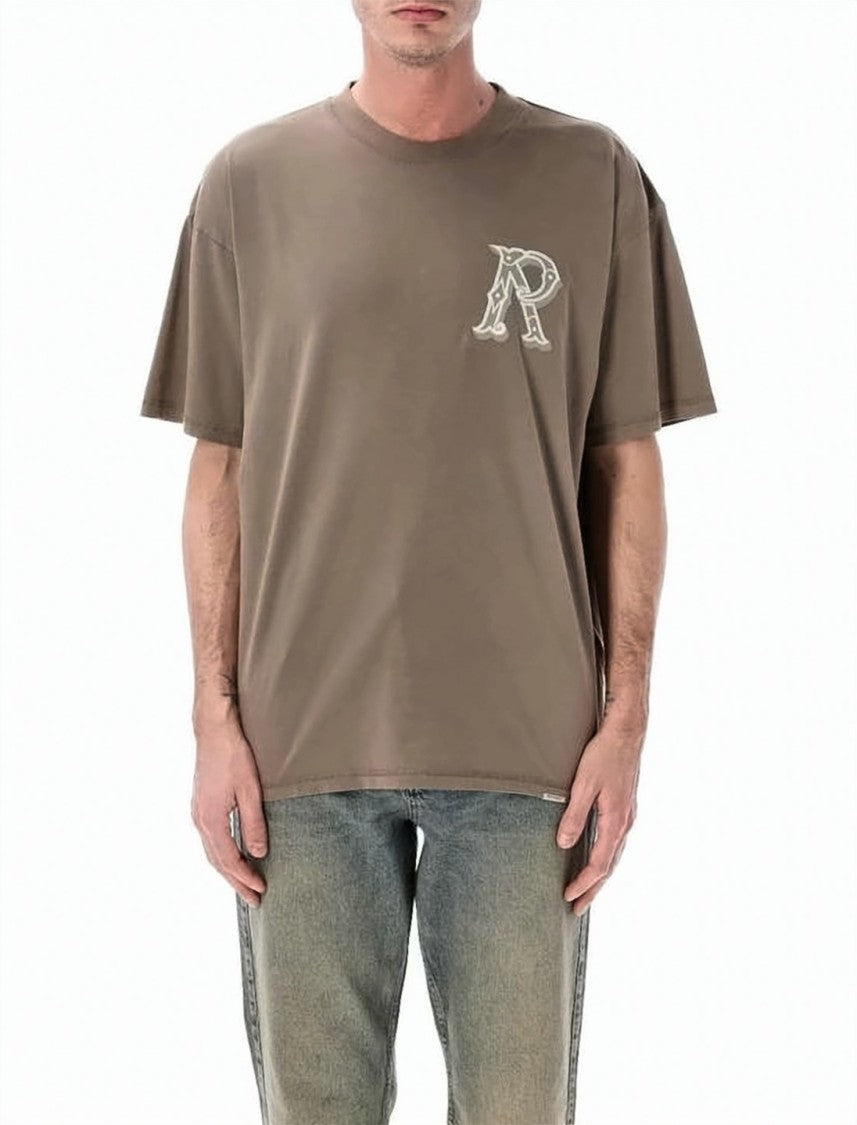 Represent Relaxed-Fit Brown T-Shirt With Embroidered Logo