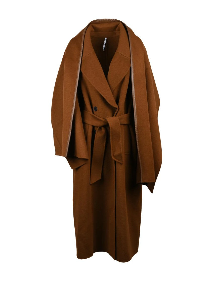 Liviana Conti Brown Wool Oversized Coat