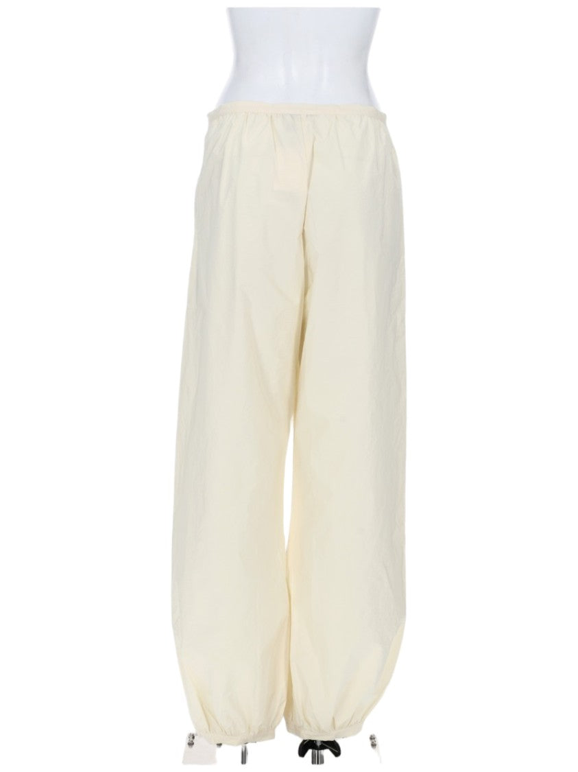 Paloma Wool Relaxed White Trousers With Elastic Waistband And Gathered Cuffs