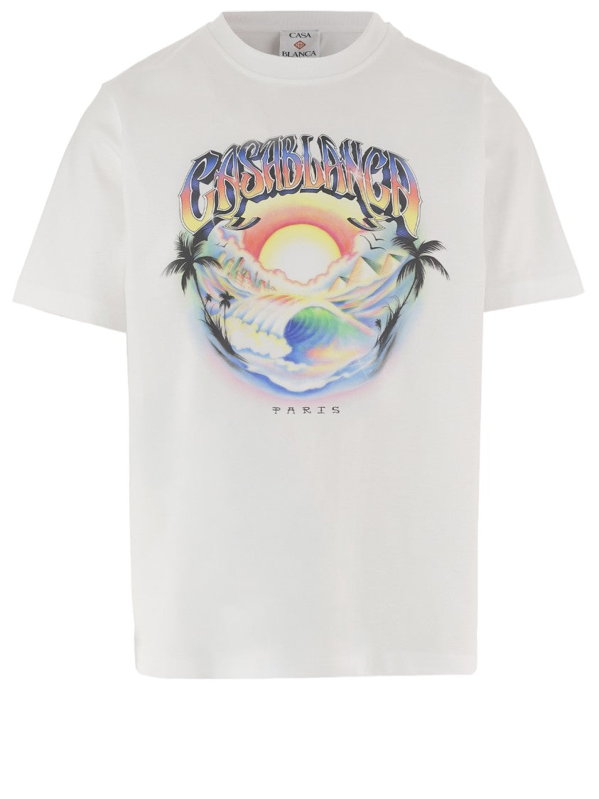 Casablanca White Front Logo Cotton T-Shirt