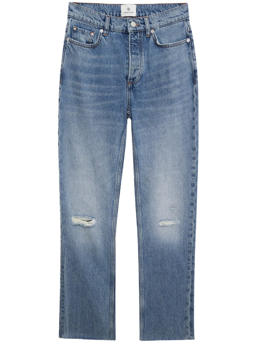 Anine Bing Mid-Rise Straight-Leg Jeans