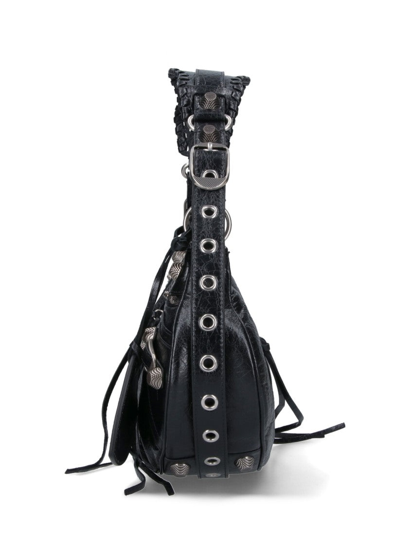 Balenciaga Crinkled Lambskin Leather Handbag With Removable Accessories