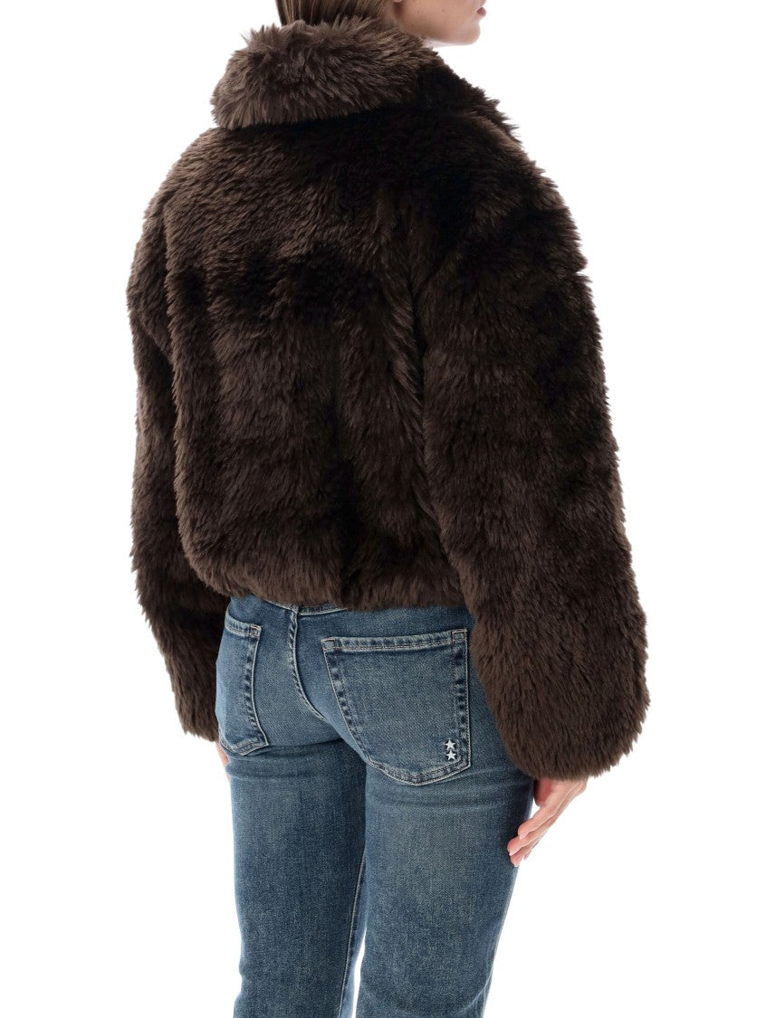 Stand Studio Aya Cropped Plush Faux Fur Jacket