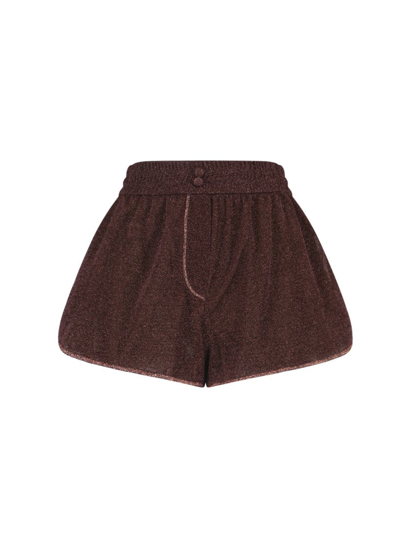 Oséree "Lumière" Oseree Shorts In Brown Metallic Semi-Sheer Fabric