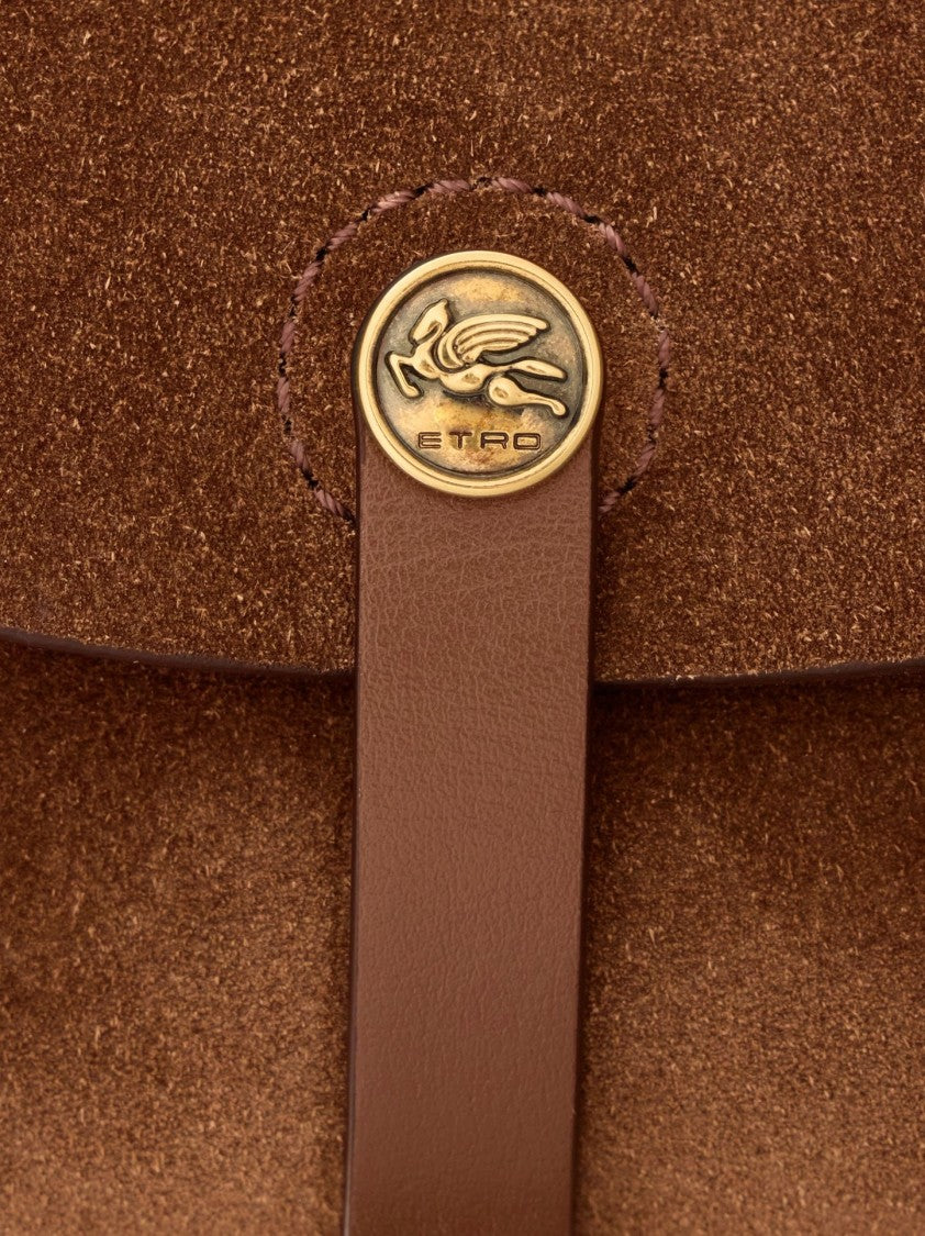 Etro Brown Shoulder Bag With Suede Fringe