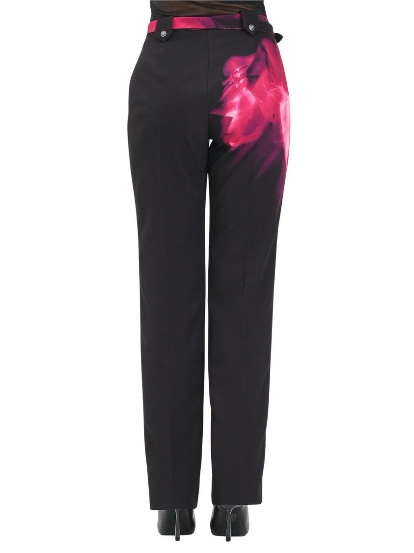 Versace Jeans Couture Cigarette Trousers With Floral Print And Matching Belt